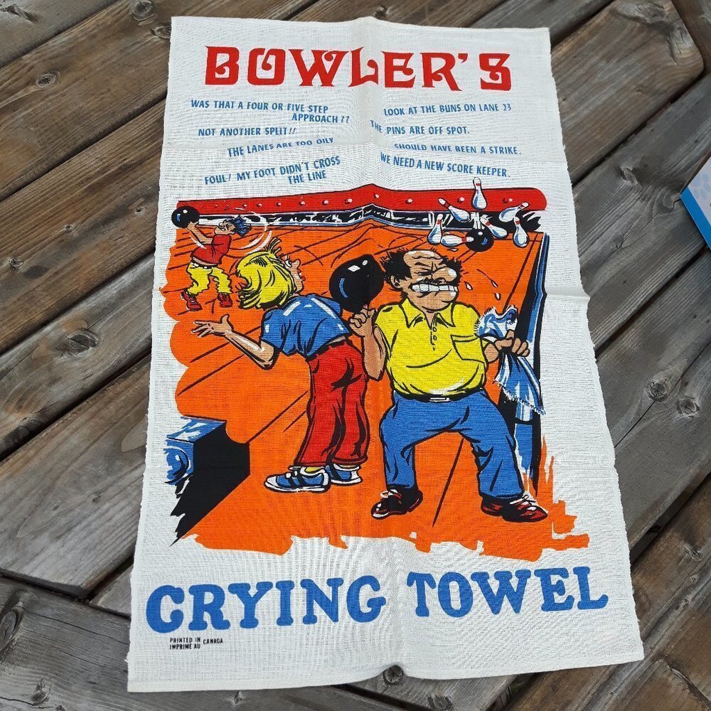 Bowler's crying Linen Tea towel unused Textilimpex